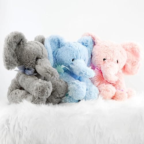 11" Plush Super Soft Elephant Teddy Bear Cuddling Baby Gift Toy with Ribbon (Grey Elephant) thumbnail 4