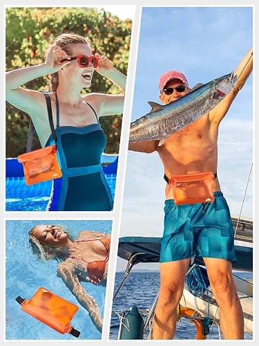 HEETA Waterproof Fanny Pack, Waterproof Pouch Dry Bag 2-Pack for Phone Passport Purse, Adjustable Waist Strap for Swimming Kayaking Boating Paddle Board Accessories Cruise Beach Camping Essentials thumbnail 6