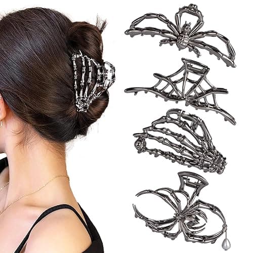 4 Pcs Metal Spider Hair Claw Clips for Women, Goth Hair Accessories, Halloween Gifts for Women - Image 1