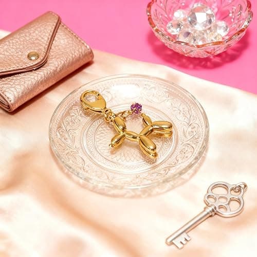 Mecchan Balloon Dog Keychain, Stainless Steel Elegant Golden Bag Charms for Adults thumbnail 9