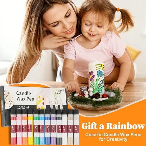 VVF Candle Wax Pen Set – 12 Vibrant Colors with 2 Glitter Pens for Fun DIY Candle Painting, Candle Making, Crafts, Holiday & Party Decorations thumbnail 6