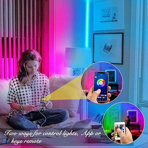DAYBETTER LED Strip Lights 100ft RGB Lights Strip for Bedroom, Desk, Indoor Room Living Room Brithday Gifts Home Decor with Remote, 24V Power Supply thumbnail 3