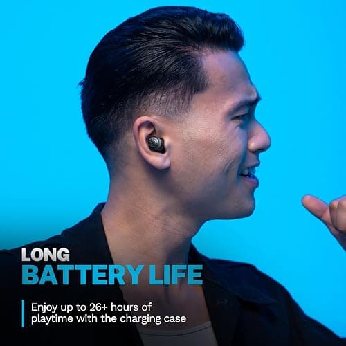 JLab Go Air Pop+ True Wireless Earbuds, in Ear Headphones, Bluetooth Earphones, 35H Playtime Ear Buds, Bluetooth Earbuds with Microphone, USB-C Charging Case, Dual Connect, EQ3 Sound, Black thumbnail 4