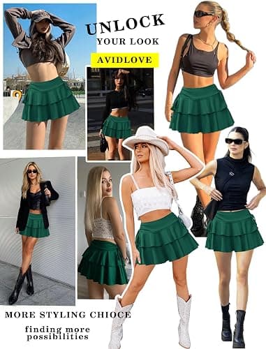 Avidlove Mini Skirts for Women Casual Micro Y2K Pleated Skirt Layered Ruffle Short Skirts Cheer Skirt Cosplay Outfits S-XXL thumbnail 5