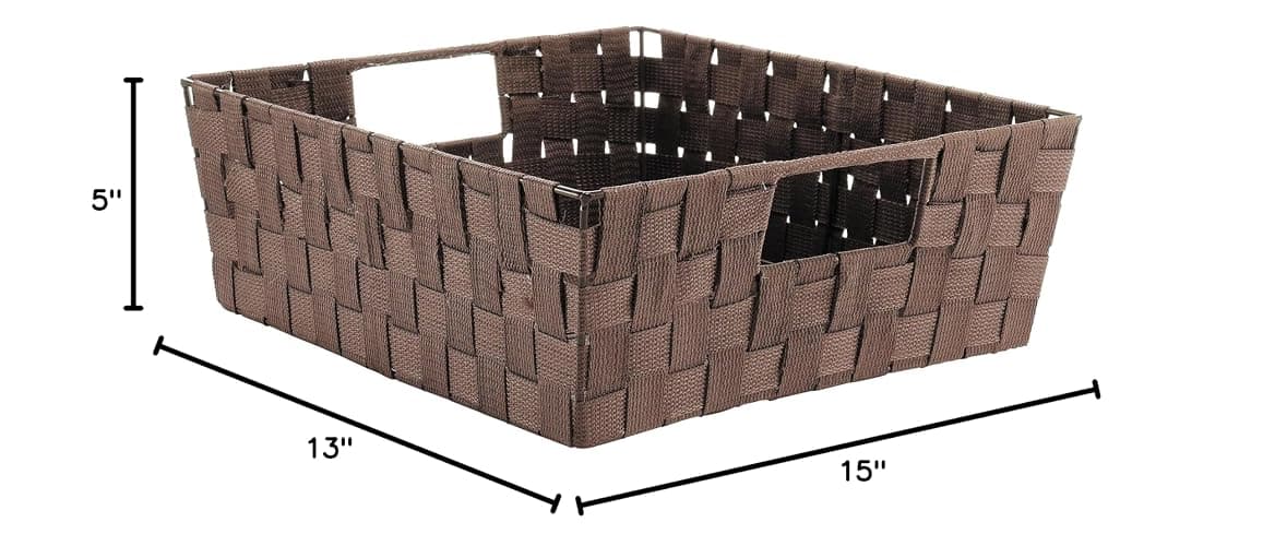 Whitmor Woven Strap Shelf Storage Tote Basket - Java 13 by 15 by 5" thumbnail 2