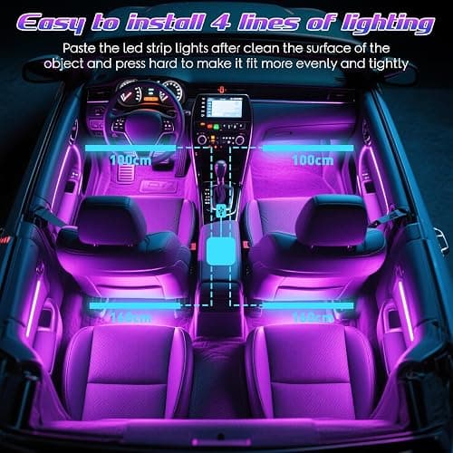 Winzwon Led Lights for Car Accessories Interior, Christmas Stocking Stuffers White Elephant Gifts for Men Women Adults, APP Control with USB Port Color Change Lights for Truck Decor 2 Pack thumbnail 7