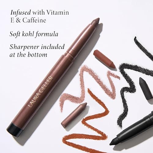 LAURA GELLER NEW YORK Kajal Longwear Kohl Eyeliner Pencil with Caffeine, Smooth & Blendable Makeup, Deep Black thumbnail 3