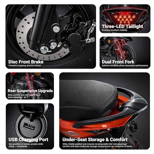 X-PRO Bali 150cc Gas Moped CVT Automatic, Electric Start, Fuel‑Efficient Commuter Motorcycle with Large Storage – Adult Moped for Daily Riding & City Travel (Black) thumbnail 6
