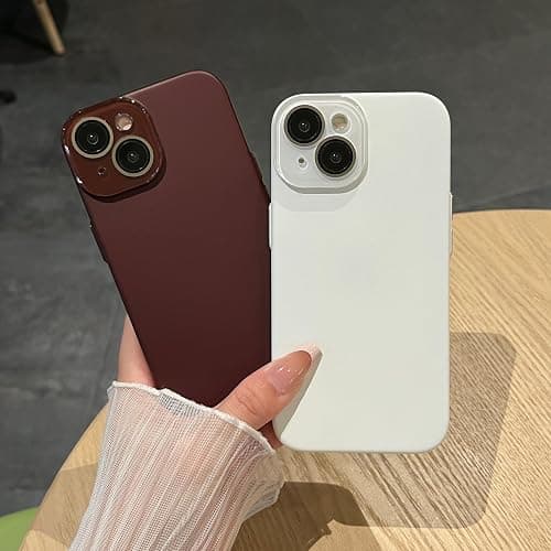 Caseative for iPhone 14 Case,Solid Color Full Camera Lens Protection Phone Case (Wine Red) thumbnail 4