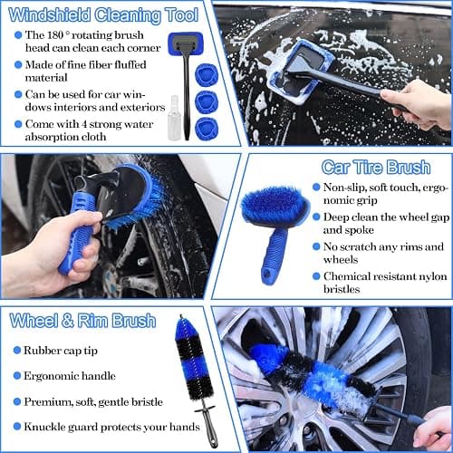 26Pcs Car Detailing Brush Set, Car Detailing Kit, Car Detailing Brushes, Car Cleaning Kit, Car Windshield Cleaning Tool, Professional Car Care kit - Car Wash Brush kit for Interior Exterior Wheels thumbnail 3