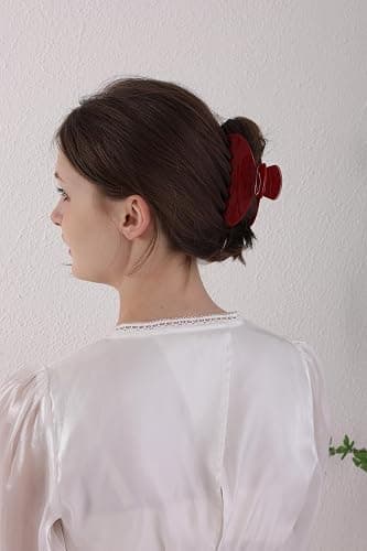 OideGuiing Durable Acetate Hair Clips - 4-Inch Cherry Red Claw Clips for Fine and Thick Hair (Red) thumbnail 6