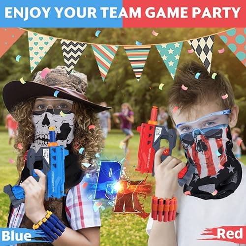 2 Pack Blaster Guns Boys Toy-with 60 Bullets &2 Wristbands, TiopLior Blaster Guns Toy Age for 4-9 Christmas Birthday Gifts &2 Safety Glasses/Face Masks for 6+ Year Old Kids Games Toys thumbnail 7
