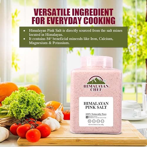 Himalayan Chef Pink Himalayan Salt Fine Grain, 5 lbs Plastic Jar - Pure, Natural, Kosher, Non-GMO, Mineral-Rich, for Cooking, Seasoning, Baking, Table Use thumbnail 8
