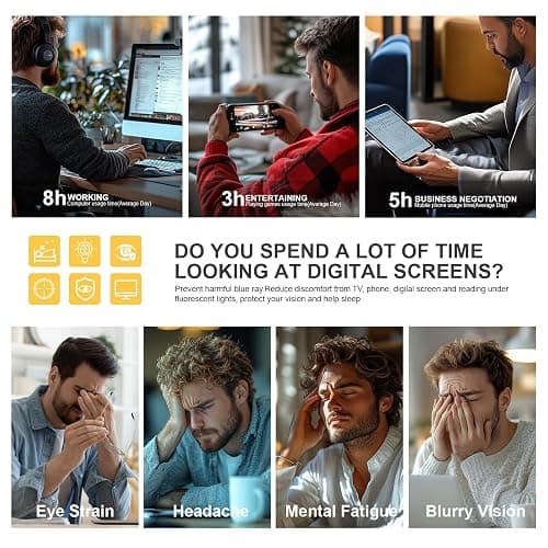 hunsquer Blue Light Glasses for Women Blue Light Blocking Glasses Men Computer Gaming Blue Screen Glasses Mens Blue Light Blocker Glasses thumbnail 7