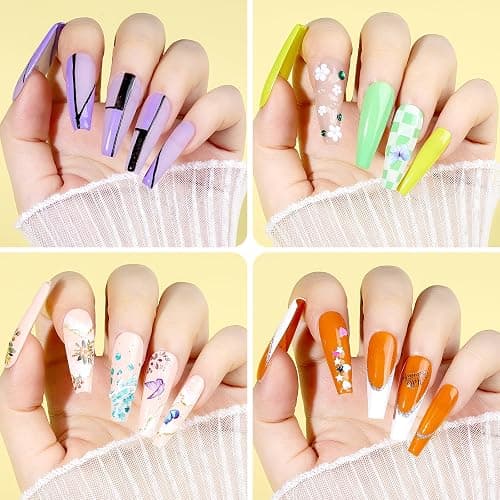 Teenitor Press On Nail Kit - Clear Coffin Nail Tips, Art Brushes, Dotting Pen, Glitter, Stickers & Rhinestones thumbnail 7