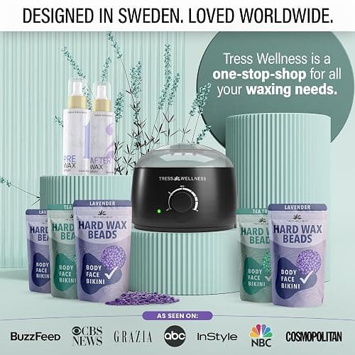 Tress Wellness Waxing Kit for Sensitive Skin – Safe for Face & Skin, Prep & Aftercare Wipes, Easy to Use – At-Home Kit for Face, Bikini, Brazilian & Full Body - Black, No Display thumbnail 7