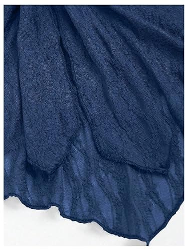 SHENHE Women's Floral Lace Halter Backless Tie Front Bow Asymmetrical Crop Top thumbnail 5