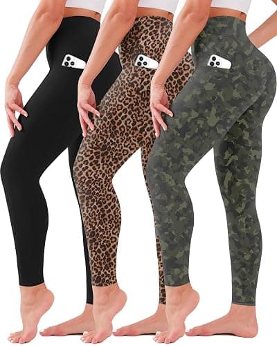 SUNCLOVE 3 Pack Leggings with Pockets for Women High Waisted Tummy Control Soft Yoga Pants Womens Workout Gym Leggings - Image 1