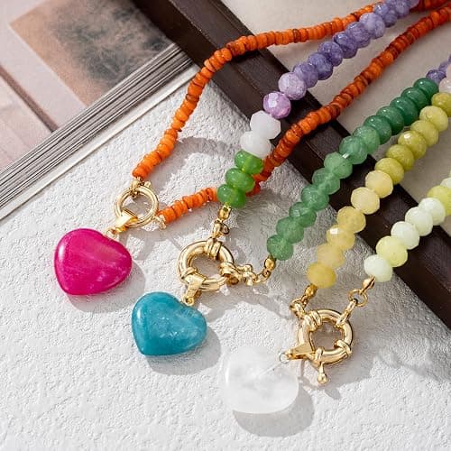 Trendy Stainless Steel Gold Plated Charm Necklace with Heart Pearl Pepper Conch Ceramic Pendant Necklace for Women Collares Chokers Jewelry thumbnail 2