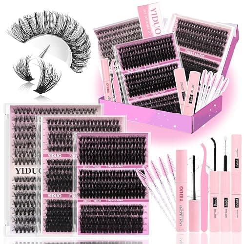 YlDUO Lashes Clusters Kit 7 style Mix Clusters Eyelashes Extensions 835Pcs C-Curl Volume Lashes Clusters Kit 9-18mm Wispy DIY Individual Fake Eyelash Extensions Kit DIY at Home Easily - Image 1