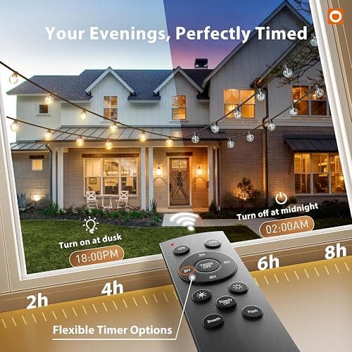 addlon 100FT Outdoor String Lights G40 with Remote, 54 LED Shatterproof Bulbs, Dimmable Patio Globe Lights Waterproof, Hanging Outside Lighting for Backyard, Garden, Deck, Balcony, Porch, Café, Decor thumbnail 6
