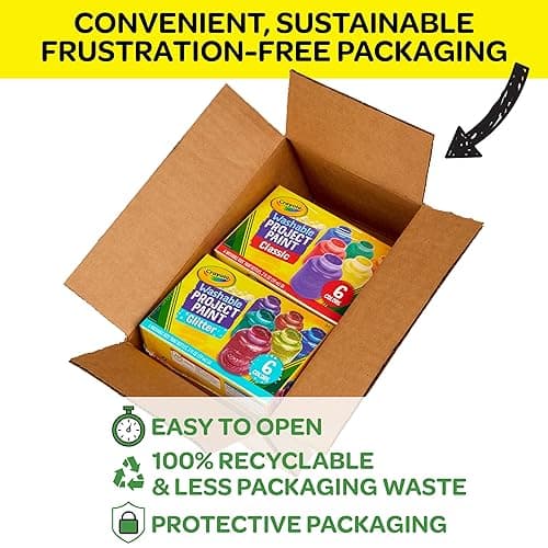 Crayola Washable Kids Paint Set (12ct), Classic and Glitter Paint for Kids, Arts & Crafts Supplies for Classrooms, Toddler Painting Kit, Gifts, Ages 3, 4, 5 [Amazon Exclusive] thumbnail 6