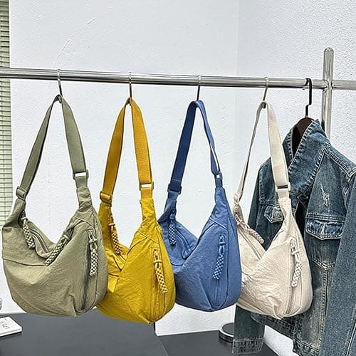Crescent Crossbody Bags for Women Nylon Slouchy Sling Hobo Bag,Spacious Dumpling Handbag Cross Body Purses for Work Shopping thumbnail 5