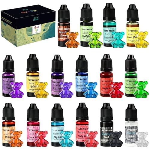 LET'S RESIN Epoxy Resin Paint Pigment 16 Color Concentrated Liquid Epoxy Resin Dye, Colorant for Resin Coloring, Resin Jewelry, Resin Art Crafts DIY Making (Each 0.35oz) - Image 1
