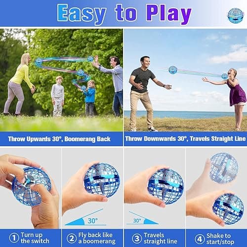 PRO STASH 2025 Upgraded Flying Orb Ball - Hover Drone Boomerang Ball for Kids & Adults, Fun Indoor/Outdoor Flying Experience for Gifts,Christmas Surprises for Boys and Girls (Blue) thumbnail 4
