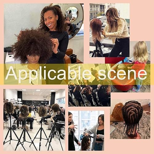 African Mannequin Head with 100% Human Hair Mannequin Head Curly Cosmetology Manican Mannequins Heads with Stand for Display Practice Braiding Styling Training Head Hair Styling thumbnail 8