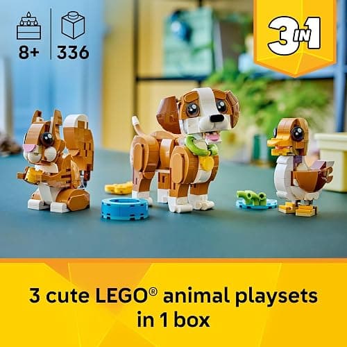 LEGO Creator 3 in 1 Cute Animals: Playful Puppy Dog Building Toy - Bedroom Decor for Girls & Boys, Ages 8+ - Gift for Birthdays - Build a Dog, Squirrel, or Duck - 31382 thumbnail 2
