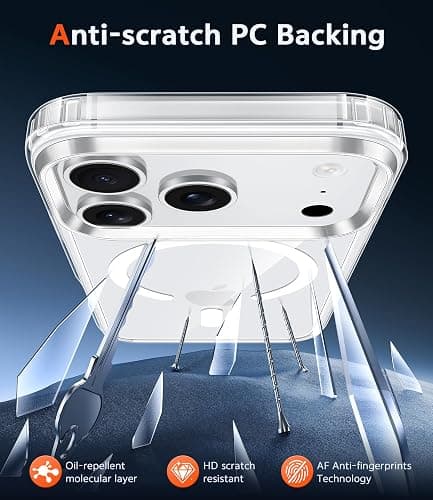 FNTCASE for iPhone 17 Pro-Max Case: Clear Magnetic Phone Cases with Screen Protector Compatible with Magsafe Slim Anti Yellowing Rugged Shockproof Protective Transparent Cell Cover (A-Clear) thumbnail 6