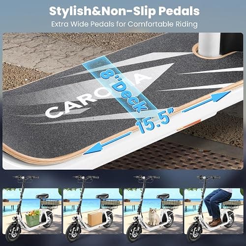 Caroma Peak 1200W/800W Electric Scooter with Seat, 30 Miles Max Range, Electric Scooter Adults, Up to 20MPH Foldable Escooter with Kid Seat,Key Start Adjustable E-Scooter thumbnail 6
