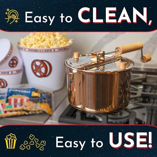 Original Whirley Pop Popcorn Maker - 6 Quart Popcorn Popper (Red), Aluminum Popcorn Maker With Metal Gears, Wabash Valley Farms Stove Top Popcorn Maker, Gourmet Popcorn Pot, Culinary Popcorn Popper thumbnail 7
