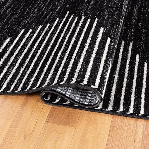 Rugshop Bohemian Stripe Stain Resistant High Traffic Living Room Kitchen Bedroom Dining Home Office Runner Rug 2' x 7' Black thumbnail 4