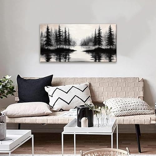QSQ Canvas Art Wall Decor Print Modern Landscape Wall Art For Bedroom Modern Office Home Wall Decorations Forest River Landscape Paintings Pictures Artwork Aesthetic 20 X 40 In thumbnail 6