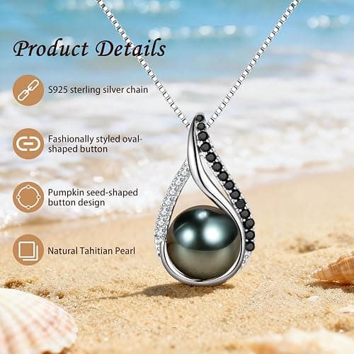 Gifts for Women-Wife- Real Tahitian-Pearl-Necklace, Birthday Anniversary Valentines Gifts For Her Wife Christmas - Mother's Day Gift for Mom - Companion Necklace For Women Luxury Fine Jewelry thumbnail 5