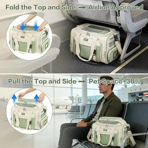 Airline Approved Travel Soft Carrier for Small cat/Dog/pet | Collapsible with Expandable Top and Sides. Kitten Mesh Puppy Carry Bag,18x11x11Delta/ United/American Airlines thumbnail 5