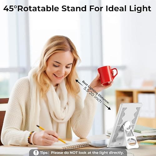 Light Lamp, Portable Full Spectrum LED Light Sunlight Personal Daylight with 3 Adjustable Color＆Stepless Brightness Levels, Timer＆Memory Function for Home Office Winter thumbnail 5