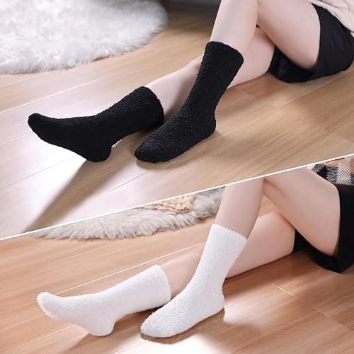 CHOWISH Womens Fuzzy Slipper Socks Super Soft Microfiber Fluffy Cozy Winter Warm Fuzzy Crew Socks thumbnail 2