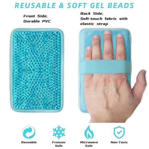 Gel Beads Ice Pack Ice Bag with Strap-Reusable Hot & Cold Pack Compress Therapy for Pain, Swelling,Injuries of Knee, Shoulder, Foot, Back, Ankle, Neck, Hip, Elbow,Wisdom Tooth (Blue-2Pack) thumbnail 5