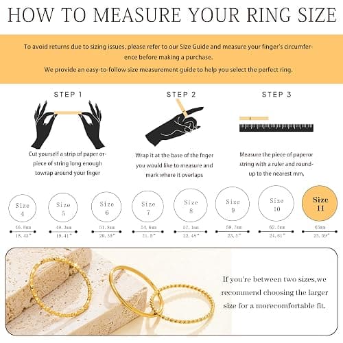 Gokeey Gold Rings for Women Non Tarnish, Dainty 14K Gold Plated Stackable Thin Thumb Ring Set Trendy Pinky Wedding Bands Engagement Rings for Women Size 3 4 5 6 7 8 9 10 11 thumbnail 7