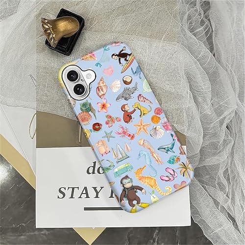 CARLOCA Case for iPhone 16,Monkey Summer Beach Shell Design Hybrid Dual Protection Soft TPU + Hard PC, Shockproof & Anti-Scratch Cover Men Women Stylish Protective Phone Case thumbnail 5