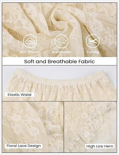 Yimoon Women's Floral Lace Long Skirts Elastic Asymmetrical Layered See-Through Maxi Skirts Sexy Sheer Flowy Beach Skirt thumbnail 4