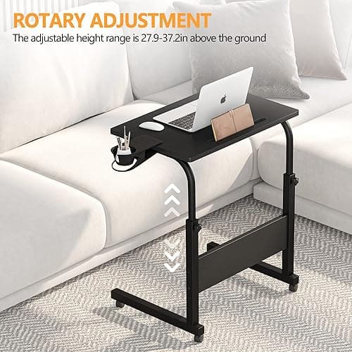 Klvied Small Standing Desk Adjustable Height, Portable Treadmill Desk, Mobile Table Ideal for Laptops and Tablets, Black thumbnail 7