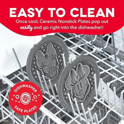 Disney Dash MultiMaker® Mini System Removable Plate Set - Ceramic Coating Replacement Plates for Waffle Breakfast - Waffle Maker Not Included - 4-Inch - 2-Pack - Minnie & Daisy thumbnail 5