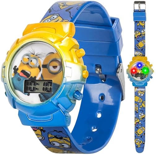 Minions Kids Watch – Flashing Dial Lights, LCD Display, Adjustable Comfortable Strap, Collectible Tin – Perfect for Boys and Girls - Image 1