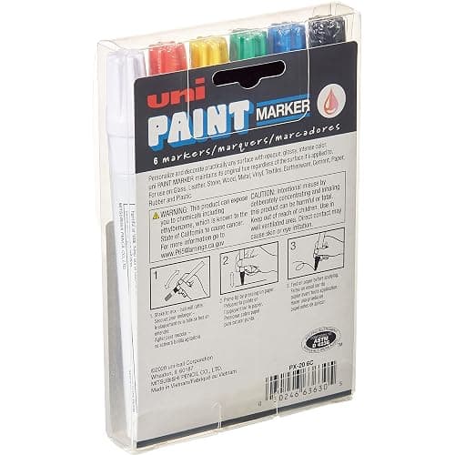 uni Paint PX-20 Oil-Based Paint Markers, Medium Line (1.8-2.2mm), Assorted Colors, 6 Pack thumbnail 3