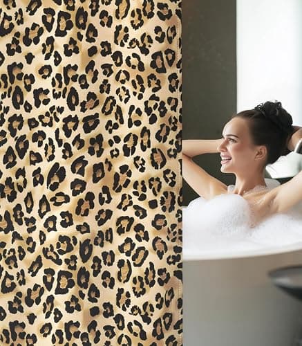 MAMUSE Shower Curtain for Bathroom - Cute Aesthetic Decorative Modern Girly Unique Girls Design Pretty Women Waterproof Fabric Cloth Cortinas de Baño Bathtub 72 x 72 Inch, Leopard Print thumbnail 6