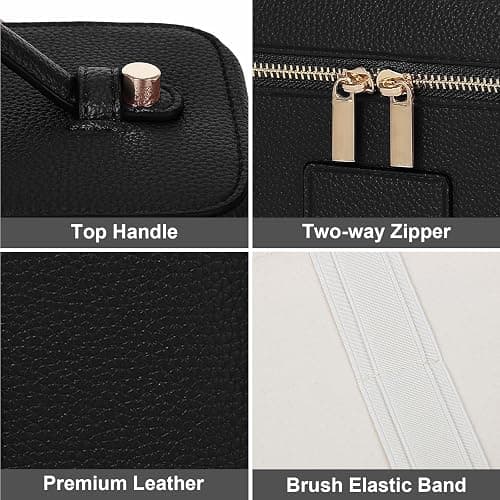HiTotes Makeup Bag Vanity Case for Women Leather Cosmetic Bag Travel Toiletry Bags Portable Makeup Organizer Case thumbnail 4